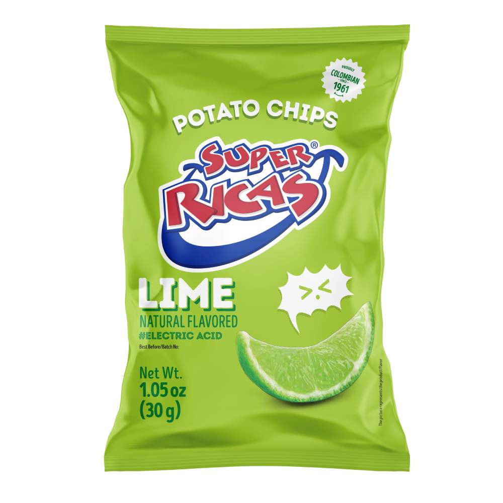 Super Ricas flavored potato chips, chicken, chili, lime, natural, barbecue 0 trans fat, 0 cholesterol (pack 10 units)
